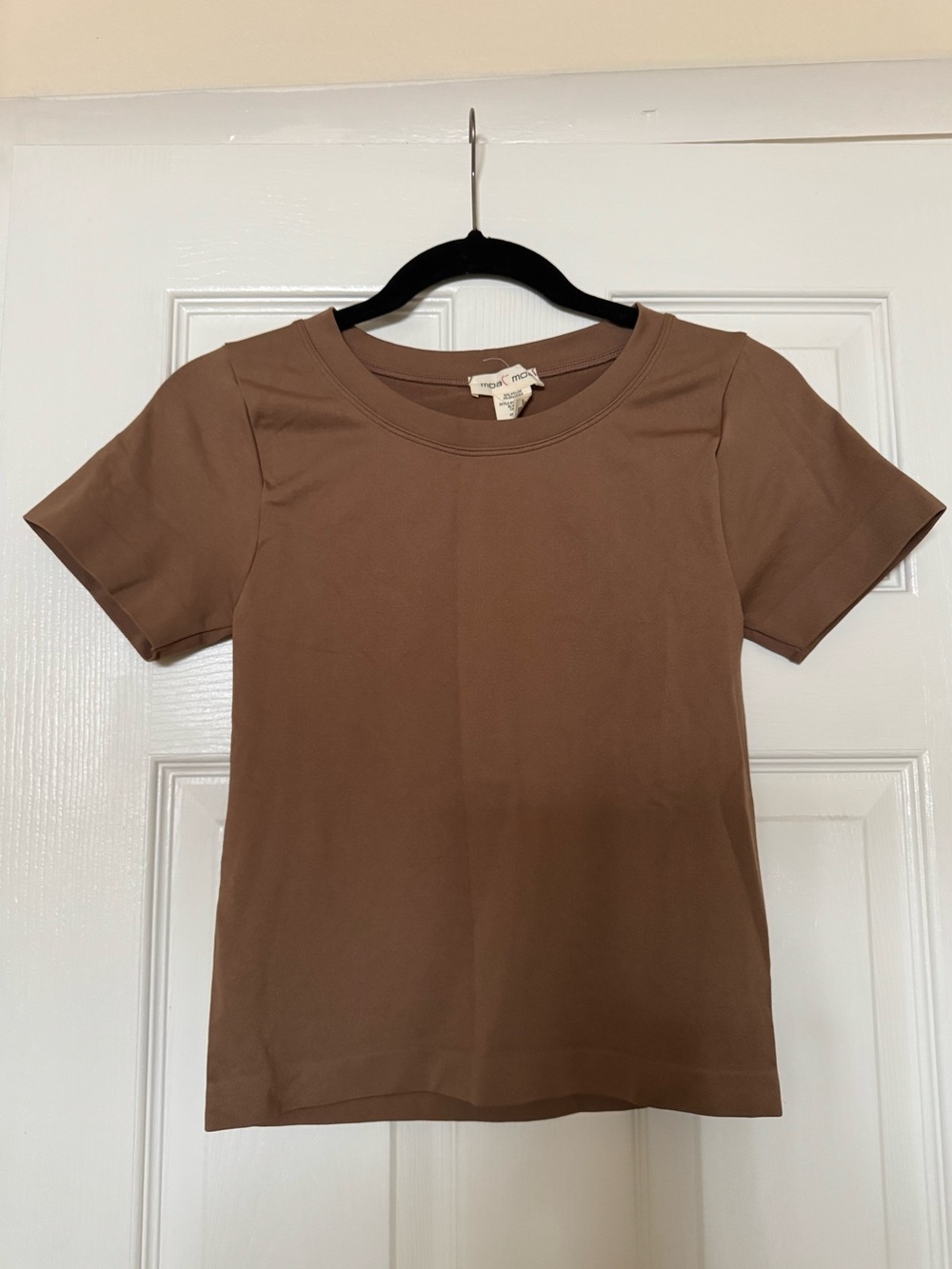 Moa Moa Short Sleeve Crewneck Top in Brown